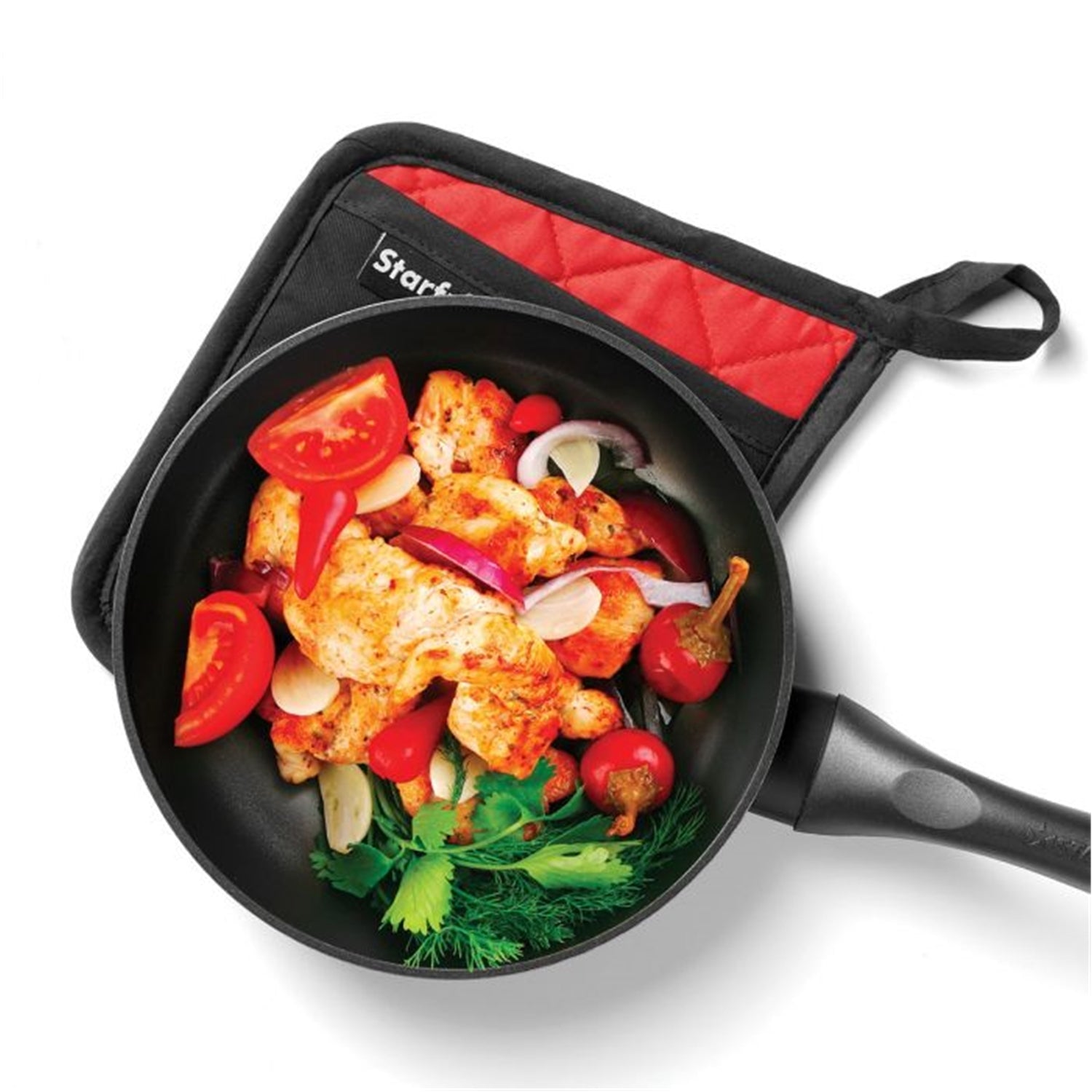 Starfrit - Ensemble de 2 Mitaines/Sous-Plats en Néoprène, Résiste jusqu'à 260 Degré Celcius, Design Antidérapant, Noir - Simple Boutique