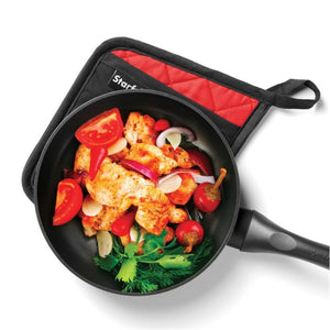 Starfrit - Ensemble de 2 Mitaines/Sous-Plats en Néoprène, Résiste jusqu'à 260 Degré Celcius, Design Antidérapant, Noir - Simple Boutique