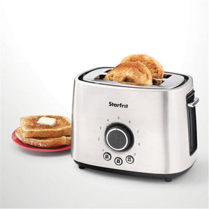 Starfrit - Grille-Pain à 2 Tranches Extra-Large, 9 Niveaux D'intensité, 800 Watts, Acier Inoxydable - Simple Boutique