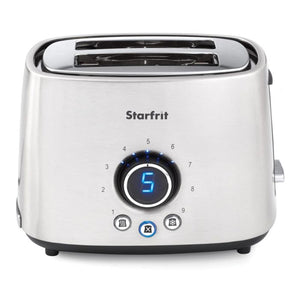 Starfrit - Grille-Pain à 2 Tranches Extra-Large, 9 Niveaux D'intensité, 800 Watts, Acier Inoxydable - Simple Boutique