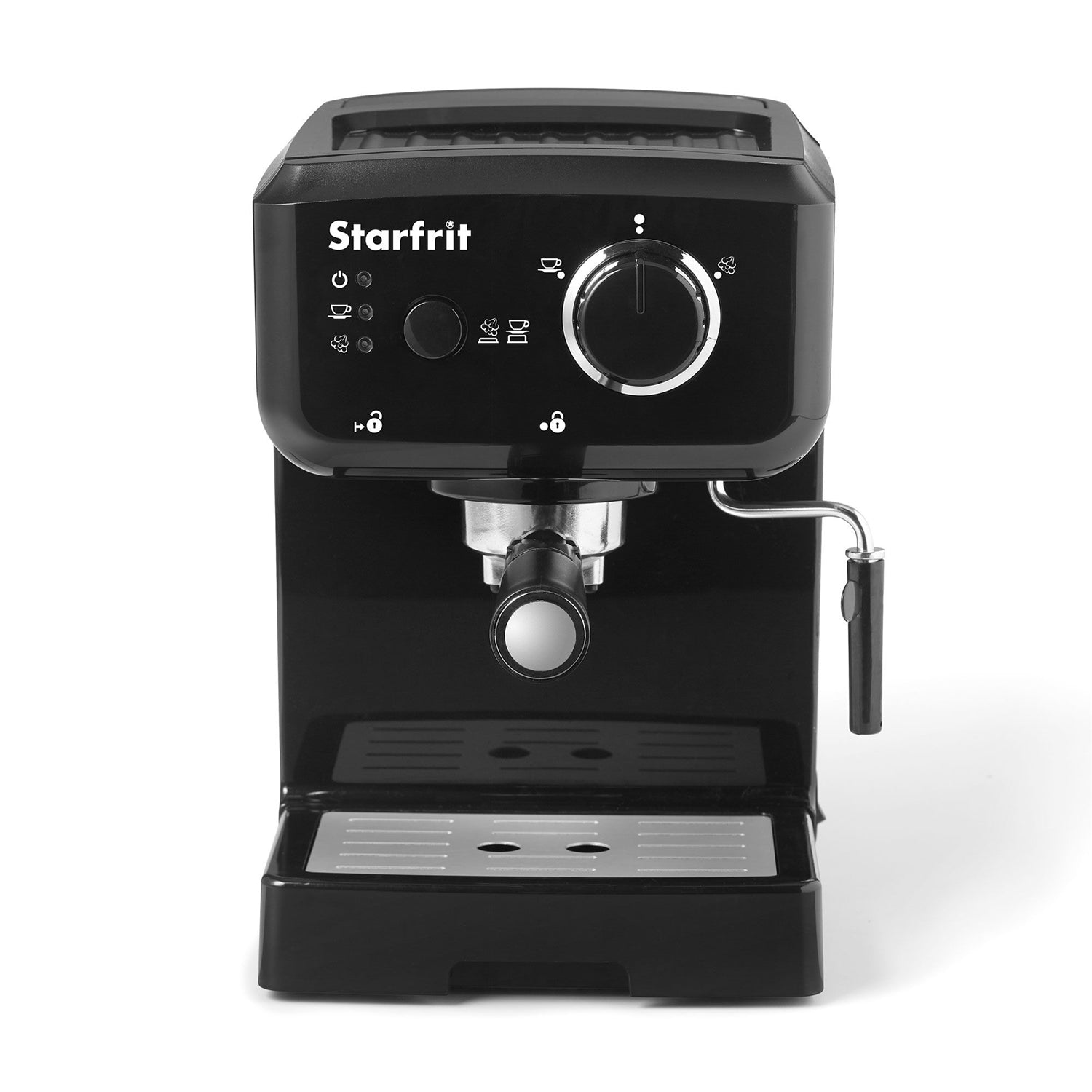 Starfrit - Machine à Café Espresso et Cappucinno, Comprend Buse à Vapeur Rotative et Mousseur à Lait, Noir - Simple Boutique