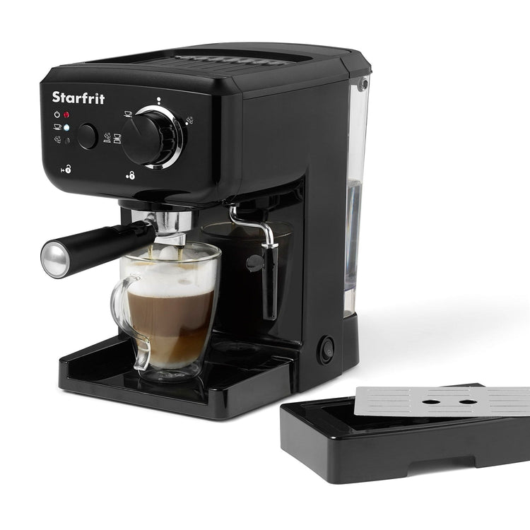 Starfrit - Machine à Café Espresso et Cappucinno, Comprend Buse à Vapeur Rotative et Mousseur à Lait, Noir - Simple Boutique