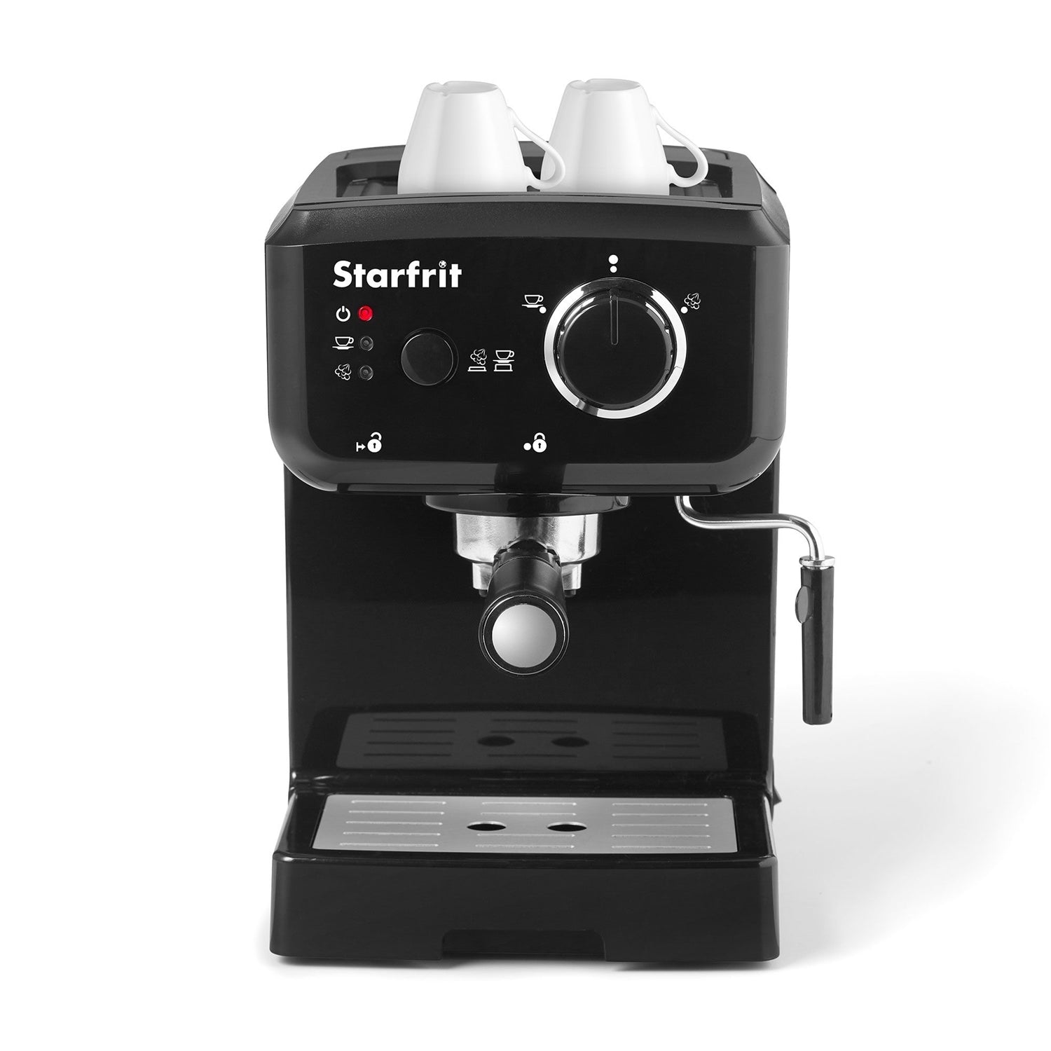 Starfrit - Machine à Café Espresso et Cappucinno, Comprend Buse à Vapeur Rotative et Mousseur à Lait, Noir - Simple Boutique