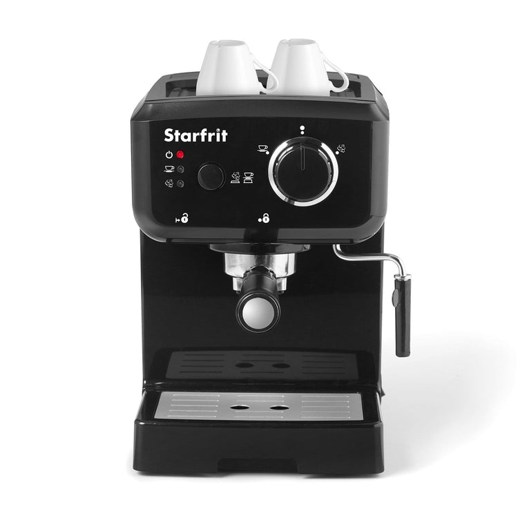 Starfrit - Machine à Café Espresso et Cappucinno, Comprend Buse à Vapeur Rotative et Mousseur à Lait, Noir - Simple Boutique