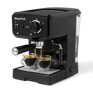 Starfrit - Machine à Café Espresso et Cappucinno, Comprend Buse à Vapeur Rotative et Mousseur à Lait, Noir - Simple Boutique