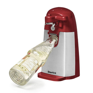Starfrit - Ouvre-Boite Électrique avec Ouvre-Bouteilles et Affûteur à Couteaux, Rouge - Simple Boutique