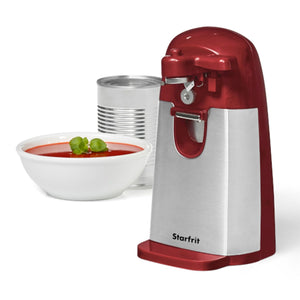 Starfrit - Ouvre-Boite Électrique avec Ouvre-Bouteilles et Affûteur à Couteaux, Rouge - Simple Boutique