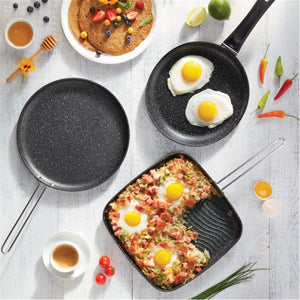 Starfrit - Poêle Multi-Usage The Rock, Diamètre de 10", Surface Antiadhésive, Noir - Simple Boutique