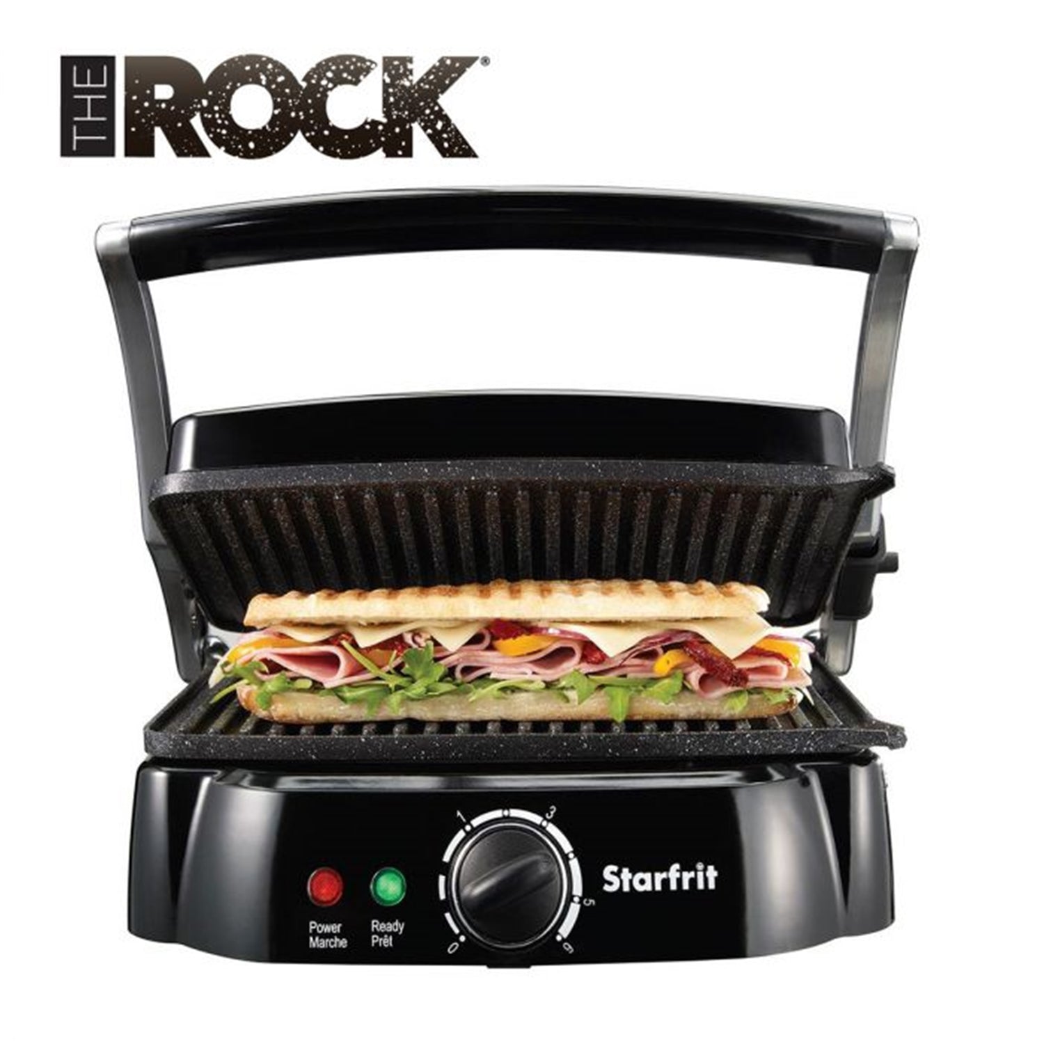 Starfrit - Presse Panini The Rock, Plaques Amovibles Antiadhésive, 1200 Watts, Noir - Simple Boutique