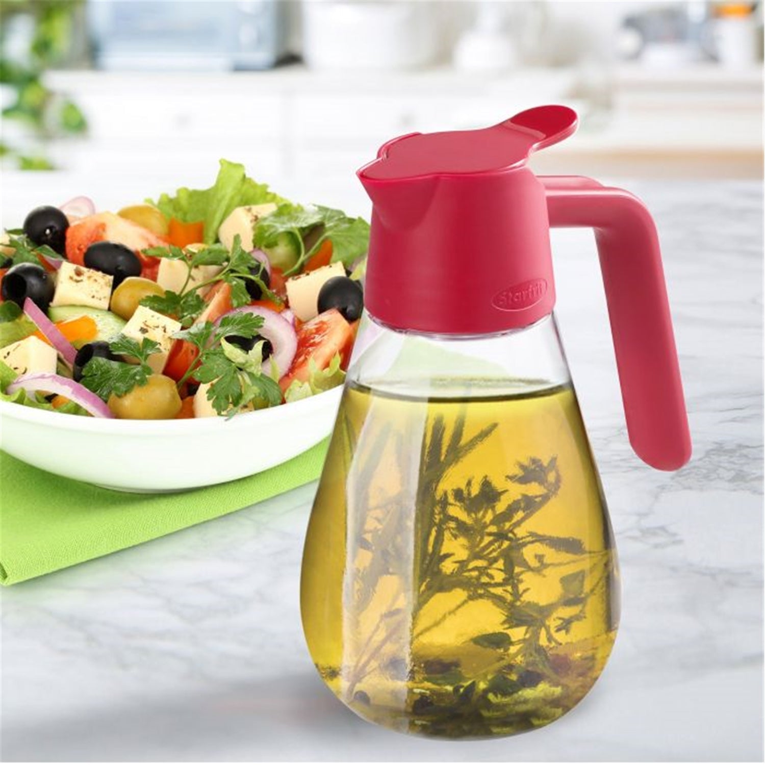 Starfrit - Verseur à Sirop Anti-Goutte, Capacité de 600ml, Rouge - Simple Boutique