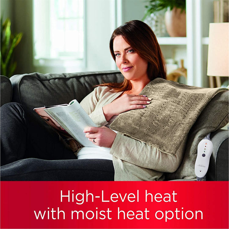 Sunbeam - Coussin Chauffant XL 12'' x 24'' avec Arrêt Automatique, Beige - Simple Boutique