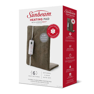 Sunbeam - Coussin Chauffant XL Xpress Heat 12'' x 24'' avec Arrêt Automatique, Brun - Simple Boutique