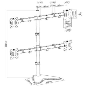 Support De Bureau 4 Bras Articulés Pour Tvs / Moniteurs 13" À 27" Avec Base Lourde - Simple Boutique