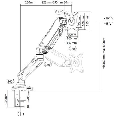 Support De Bureau À Levier 1 Bras Articulé À Levier Pour TV / Moniteur 13" À 27" - Simple Boutique