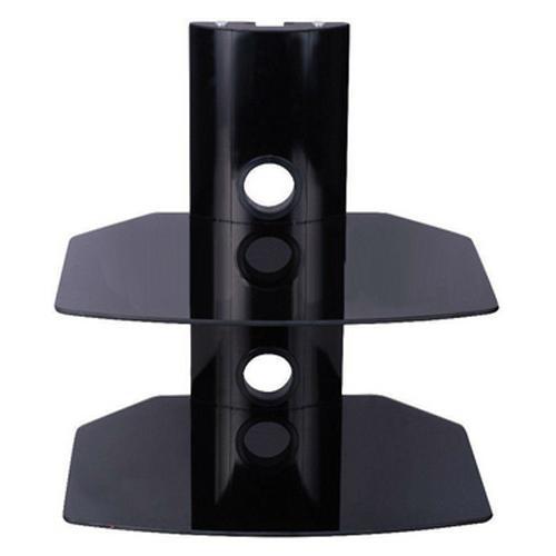 Support Mural 2 tablettes verre trempé noir et montant noir XL2 - Simple Boutique