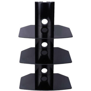 Support Mural 3 tablettes verre trempé noir et montant noir XL2 - Simple Boutique