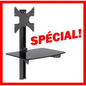 Support TV Fixe VESA 200x200 et tablette de verre trempé noir - Simple Boutique