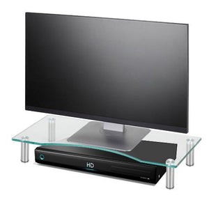 Support TV Ou Moniteur Tablette De Verre Multimedia Sur Meuble 56 X 24 Cm Clair - Simple Boutique