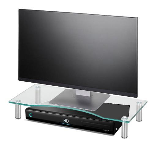 Support TV Ou Moniteur Tablette De Verre Multimedia Sur Meuble 56 X 24 Cm Clair - Simple Boutique