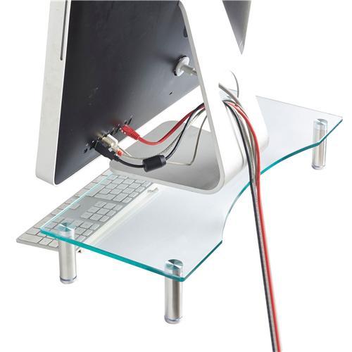 Support TV Ou Moniteur Tablette De Verre Multimedia Sur Meuble 56 X 24 Cm Clair - Simple Boutique