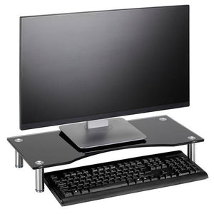 Support TV Ou Moniteur Tablette De Verre Multimedia Sur Meuble 56 X 24 Cm Noir ou Clair - Simple Boutique