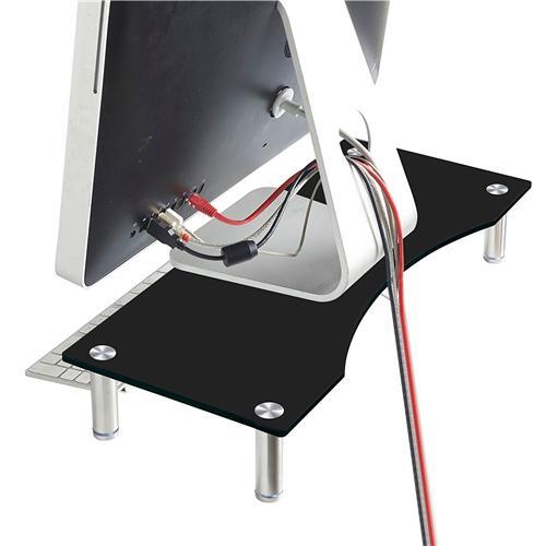 Support TV Ou Moniteur Tablette De Verre Multimedia Sur Meuble 56 X 24 Cm Noir ou Clair - Simple Boutique