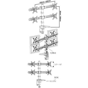 Support de bureau articulé pour 4 moniteurs 10 - 24 po - Simple Boutique
