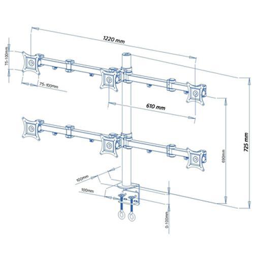 Support de bureau articulé pour 6 moniteurs 13 - 24 po - Simple Boutique