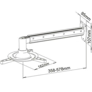 Support projecteur extensible 358-578mm pour mur Noir max 33lbs - Simple Boutique