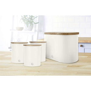 Swan - Boite à Pain de la Collection Nordique avec Couvercle en Bambou, 15cm x 15cm x 35cm, Blanc Mat - Simple Boutique