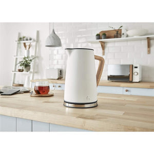 Swan - Bouilloire Électrique de la Collection Nordique, Capacité de 1.7 Litres, 1500 Watts, Blanc Mat - Simple Boutique