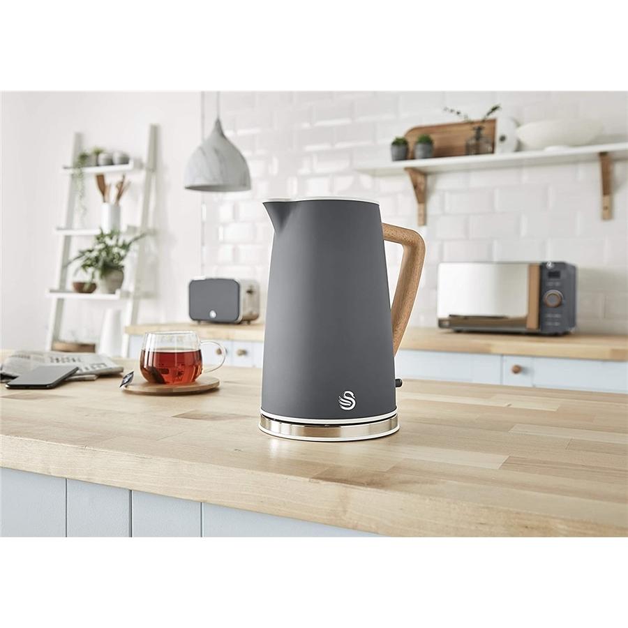 Swan - Bouilloire Électrique de la Collection Nordique, Capacité de 1.7 Litres, 1500 Watts, Gris Mat - Simple Boutique
