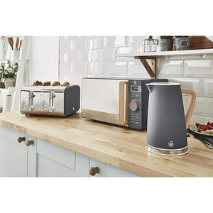 Swan - Bouilloire Électrique de la Collection Nordique, Capacité de 1.7 Litres, 1500 Watts, Gris Mat - Simple Boutique