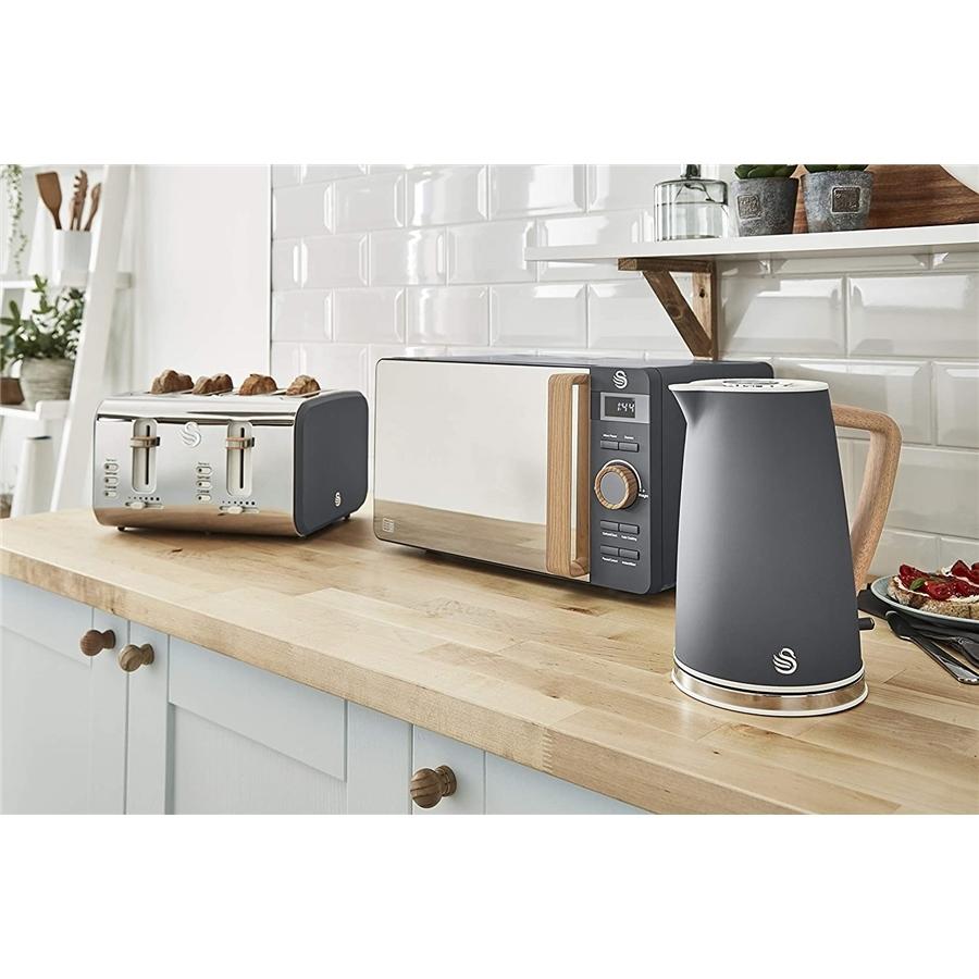 Swan - Bouilloire Électrique de la Collection Nordique, Capacité de 1.7 Litres, 1500 Watts, Gris Mat - Simple Boutique