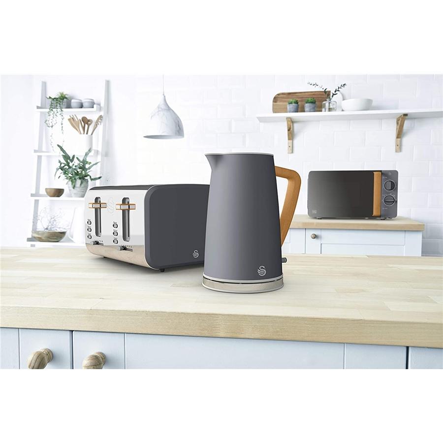 Swan - Grille-Pain 4 Tranches de la Collection Nordic, 1500W, Gris Mat - Simple Boutique