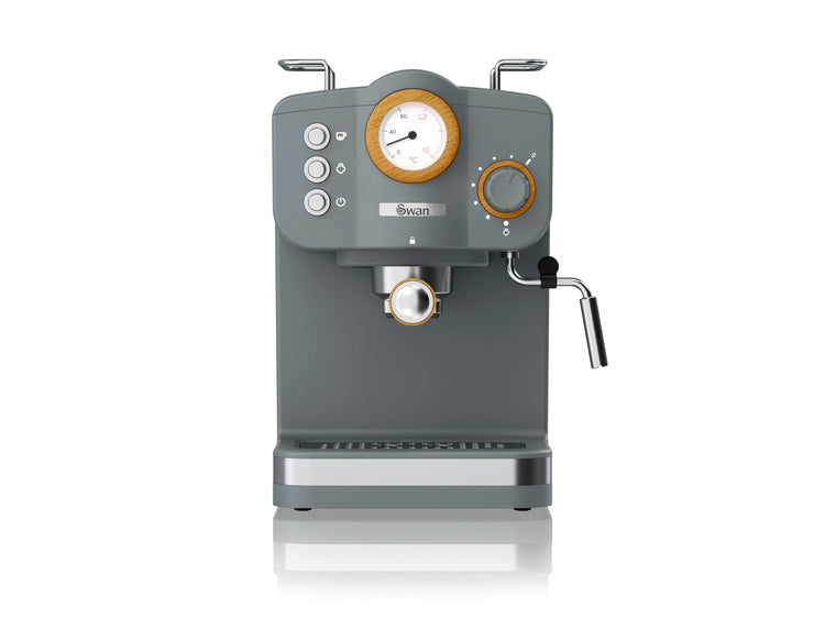 Swan Nordic SK22111GRYN Machine à Espresso, Pression 15 Bars, Mousseur à Lait, Réservoir 1,2 L, Gris - Simple Boutique