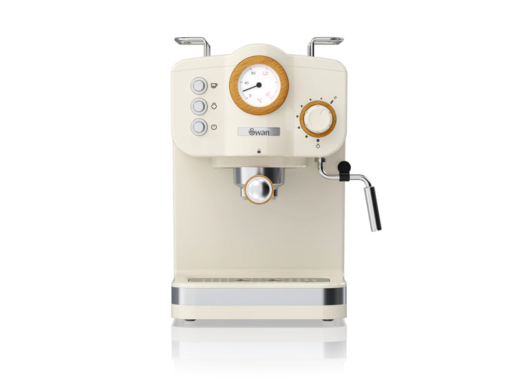 Swan Nordic SK22111WHTN Machine à Espresso, Pression 15 Bars, Mousseur à Lait, Réservoir 1,2 L, Blanc - Simple Boutique