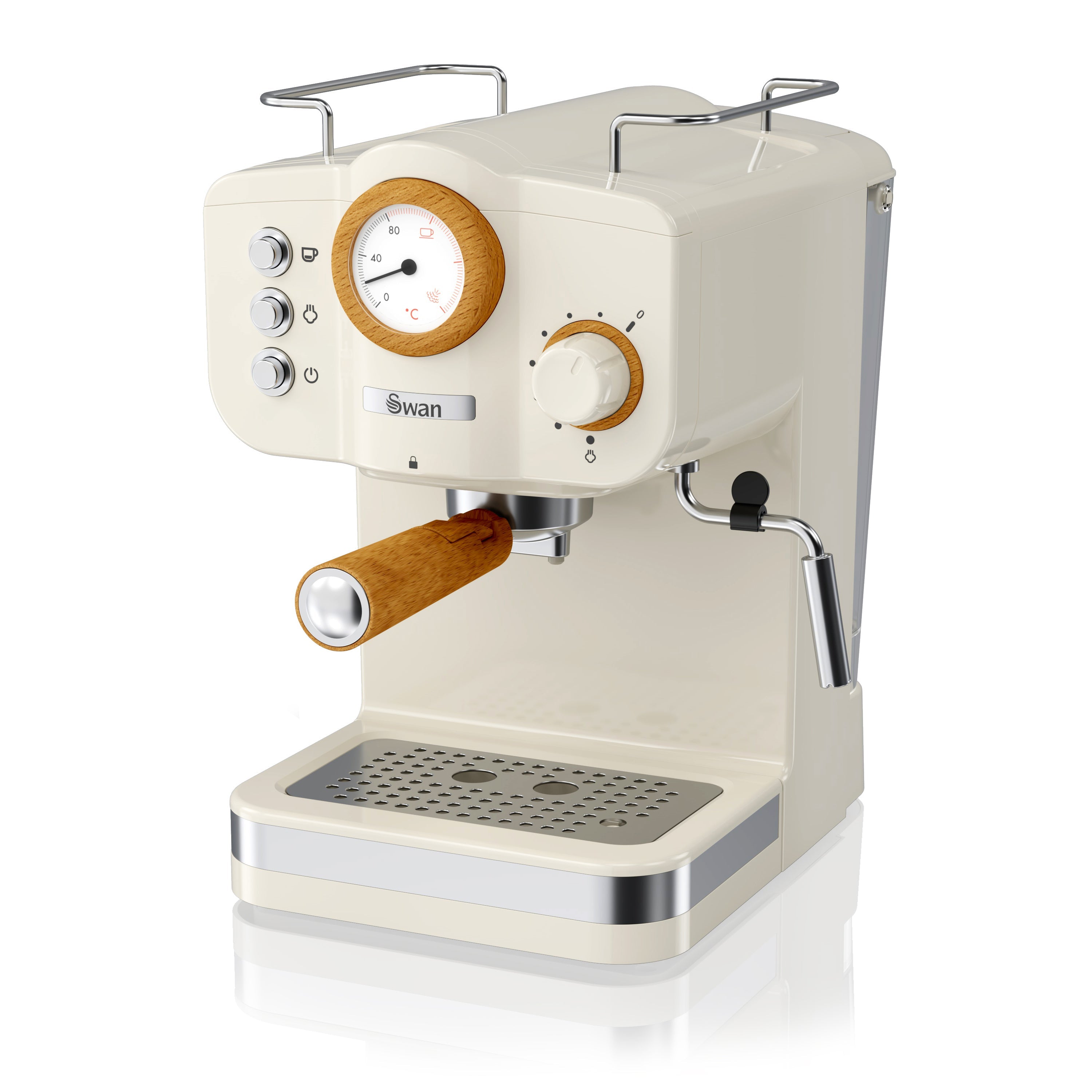 Swan Nordic SK22111WHTN Machine à Espresso, Pression 15 Bars, Mousseur à Lait, Réservoir 1,2 L, Blanc - Simple Boutique