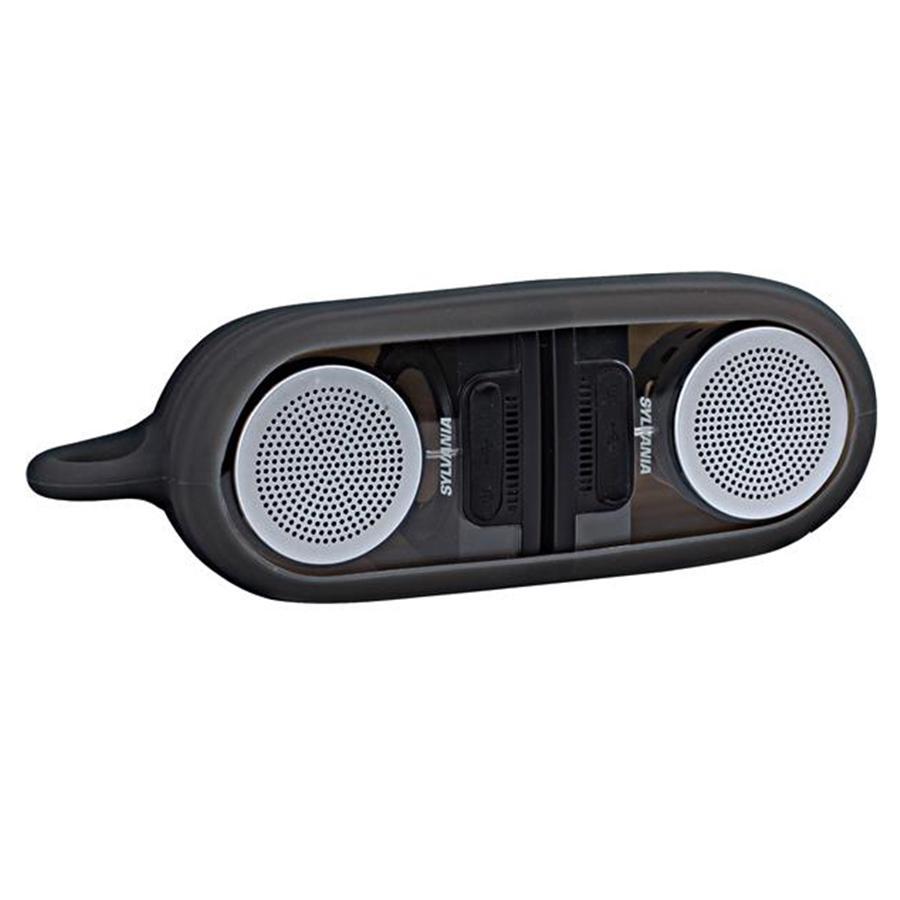 Sylvania - Haut-Parleurs Stéréo Sans-Fil, Bluetooth 4.2 avec Manchon en Silicone, Noir - Simple Boutique