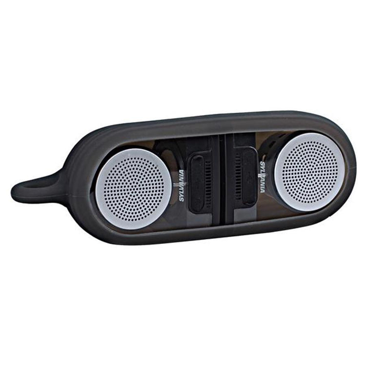 Sylvania - Haut-Parleurs Stéréo Sans-Fil, Bluetooth 4.2 avec Manchon en Silicone, Noir - Simple Boutique