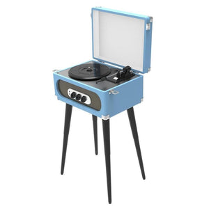 Sylvania - Platine Vynyle Rétro à 3 Vitesse Bluetooth Avec Support et Radio FM, Bleu - Simple Boutique
