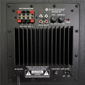 SyncSound Caisson De Graves Haute Performance Amplifié 12 Pouces 150W Noir SS-SUB-12P - Simple Boutique