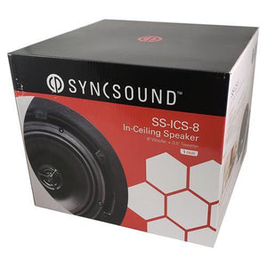 SyncSound SS-ICS-8 Haut-Parleurs Plafond Encastrés 8" 2 Voies 90 Watts 8 Ohms Vendu En Paire Blanc Sans Bordure - Simple Boutique