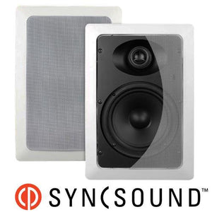 SyncSound SS-IWS-6 Haut-Parleurs Muraux Encastrés 70 Watts 8 Ohms 6.5" 1 Paire Blanc - Simple Boutique