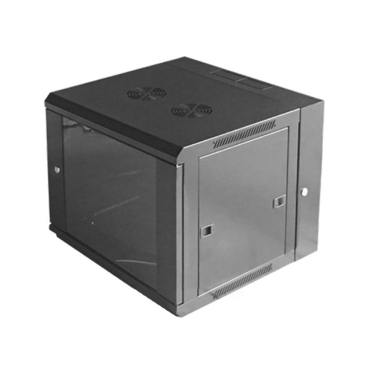 SyncSystem SSYS-WM01-09 Support Mural d'équipement Articulé 9U Avec Porte en Verre Trempé, Argent - Simple Boutique