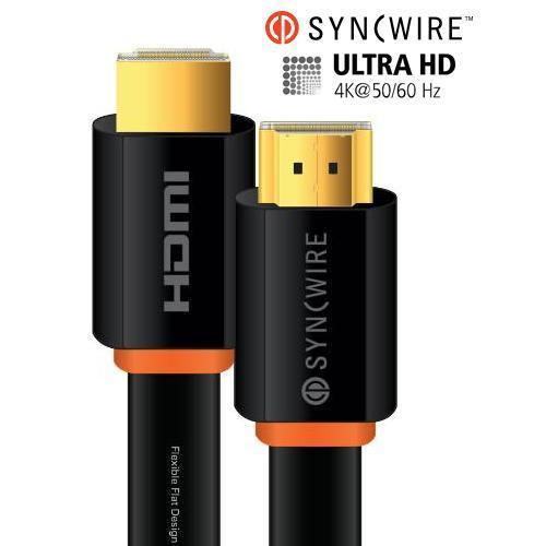 SyncWire Câble HDMI Plat Professionnel Haute Vitesse 2.0 4K 50/60Hz CL3/FT4 Noir Grandeurs de 6m - Simple Boutique