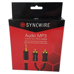 Syncwire Câble Audio Premium 1 Prise 3.5Mm À 2 RCA Stereo Noir 1 Mètre (3.25pi) - Simple Boutique