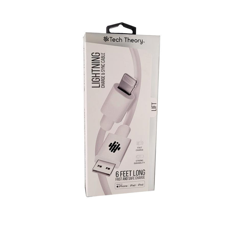 Tech Theory - Câble Lightning pour le Chargement et la Synchronisation pour Iphone et Ipad, 6 Pieds, Blanc - Simple Boutique