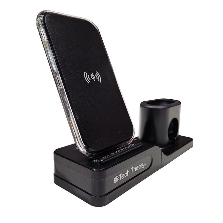 Tech Theory - Station de Chargement 3 en 1 pour Téléphone, Montre Intelligente et Écouteurs, Noir - Simple Boutique
