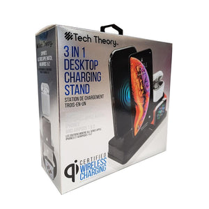 Tech Theory - Station de Chargement 3 en 1 pour Téléphone, Montre Intelligente et Écouteurs, Noir - Simple Boutique